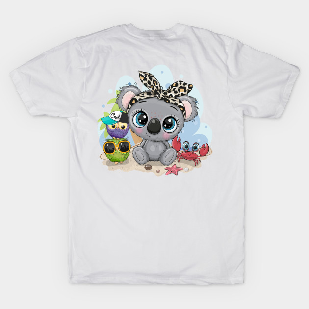 Cute koala, owlets and crab. Beach theme. by Reginast777